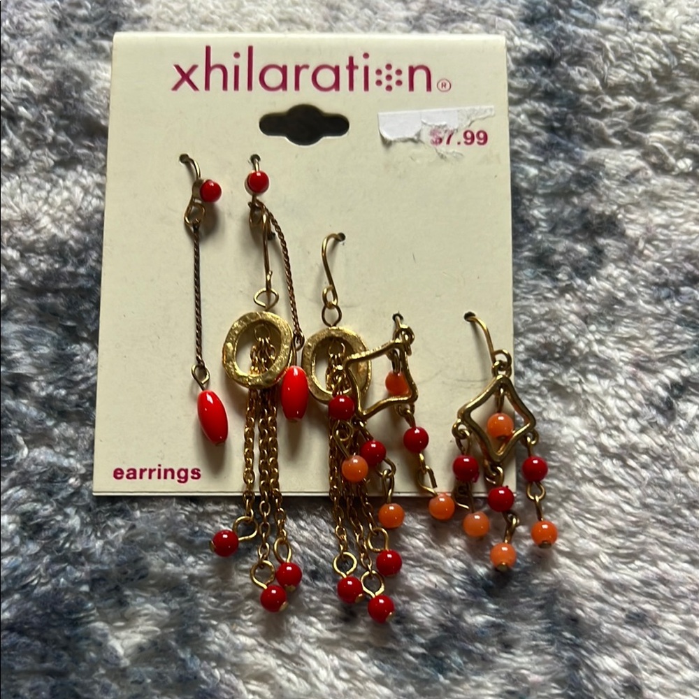 Authentic Y2K Xhilaration Gold and Red Earrings Set